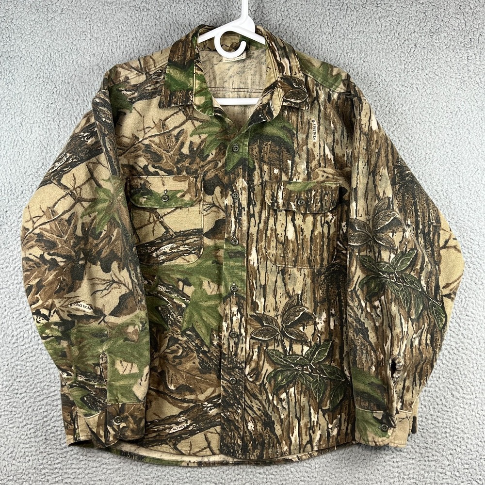 Vintage FIVE BROTHER Shirt Realtree Camo Flannel Chamois Long Sleeve Mens‎ XL